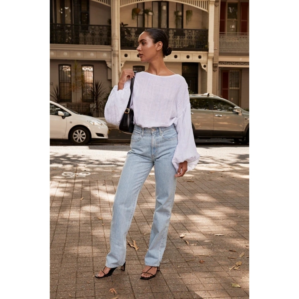 SLVRLAKE | London High Rise Straight Jeans in Clear Skies Light Wash Size 26